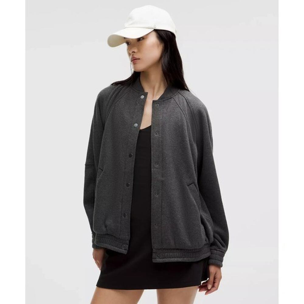 Lululemon Scuba Oversized Varsity Jacket Plush Heathered Core Black XL/XXL NWT